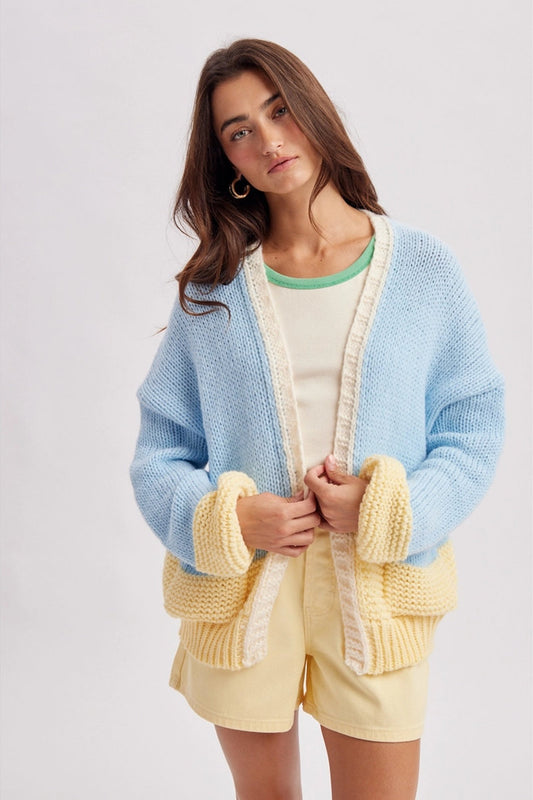Colorblock Cardigan - SKY