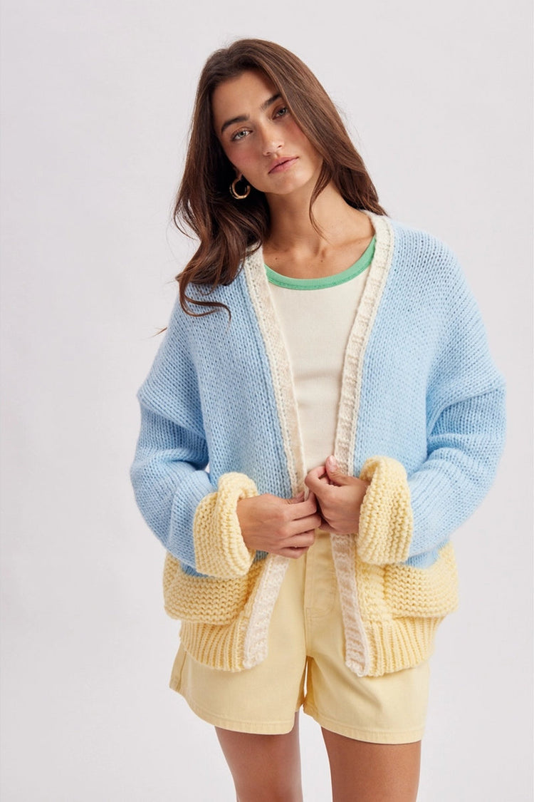 Colorblock Cardigan - SKY