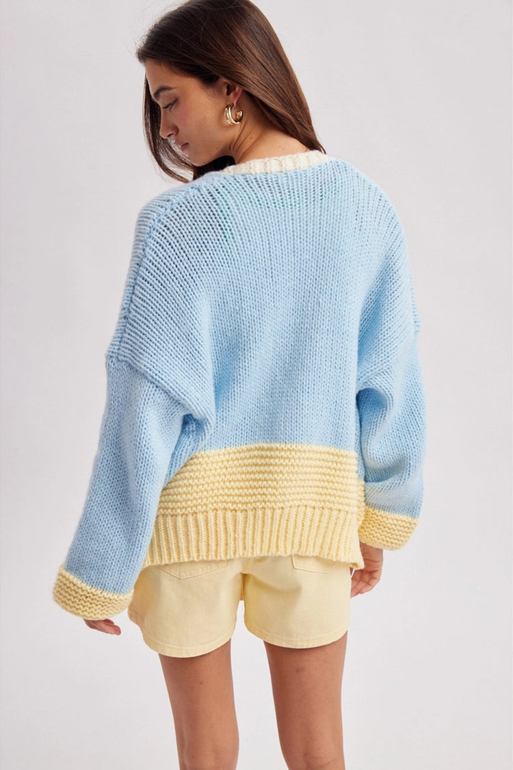 Colorblock Cardigan - SKY