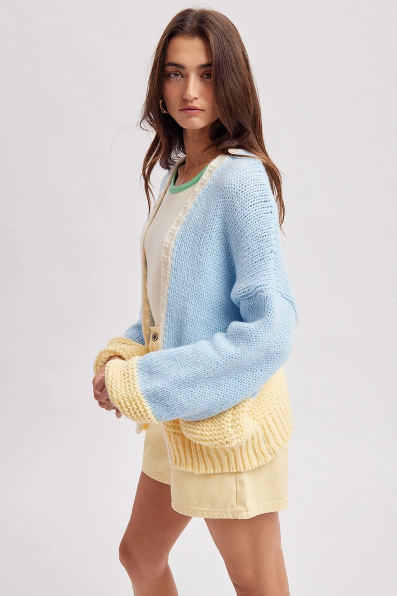 Colorblock Cardigan - SKY