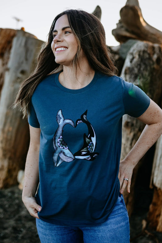 Colourful Whale Heart Tee - NVY