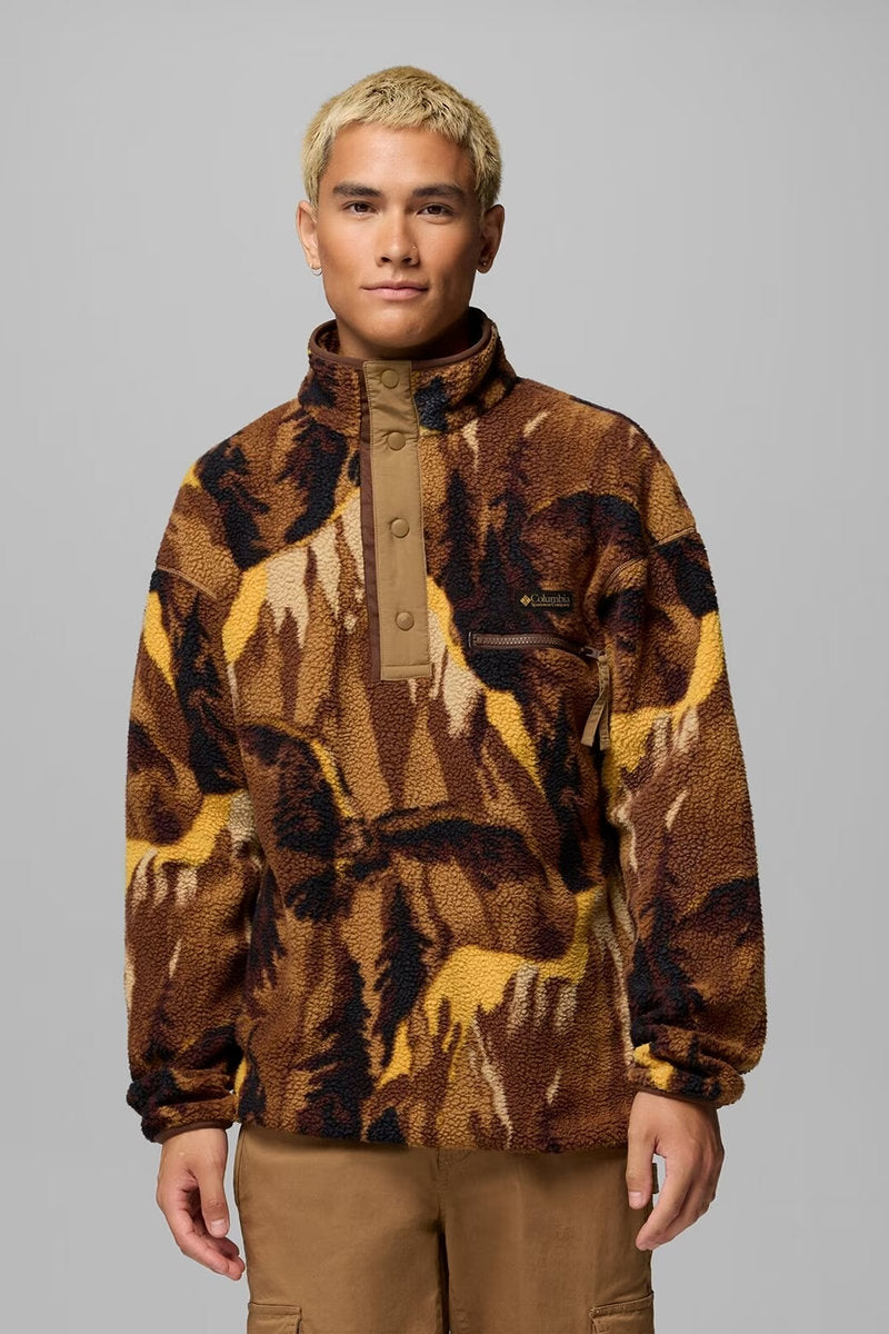 Helvetia II Half Snap Printed Fleece Pullover - DEL