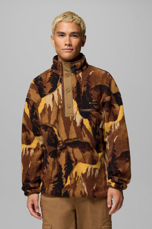 Helvetia II Half Snap Printed Fleece Pullover - DEL