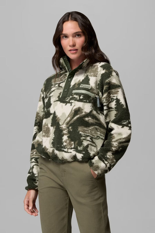 Helvetia II Printed Cropped Half Snap Fleece Pullover - SGN