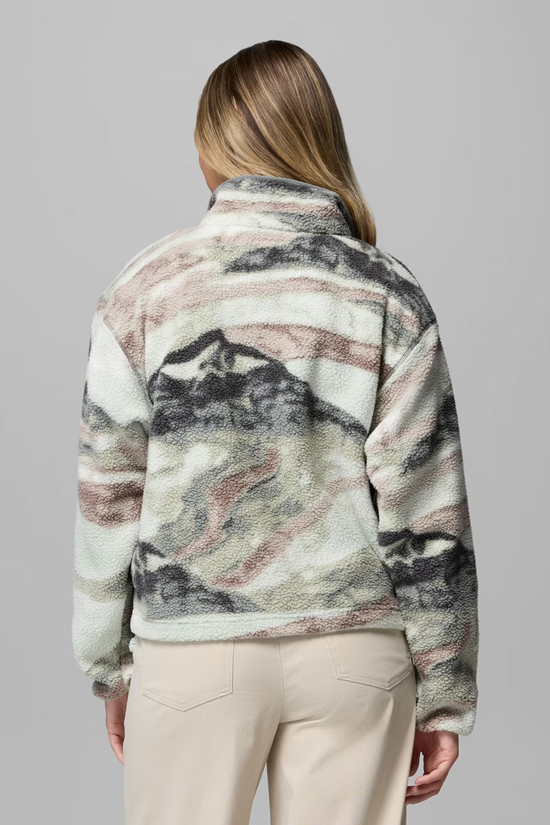 Helvetia II Printed Cropped Half Snap Fleece Pullover - SAG