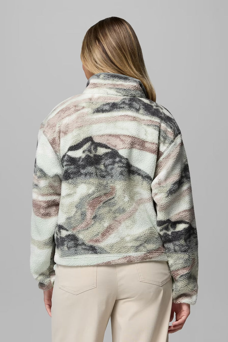 Helvetia II Printed Cropped Half Snap Fleece Pullover - SAG