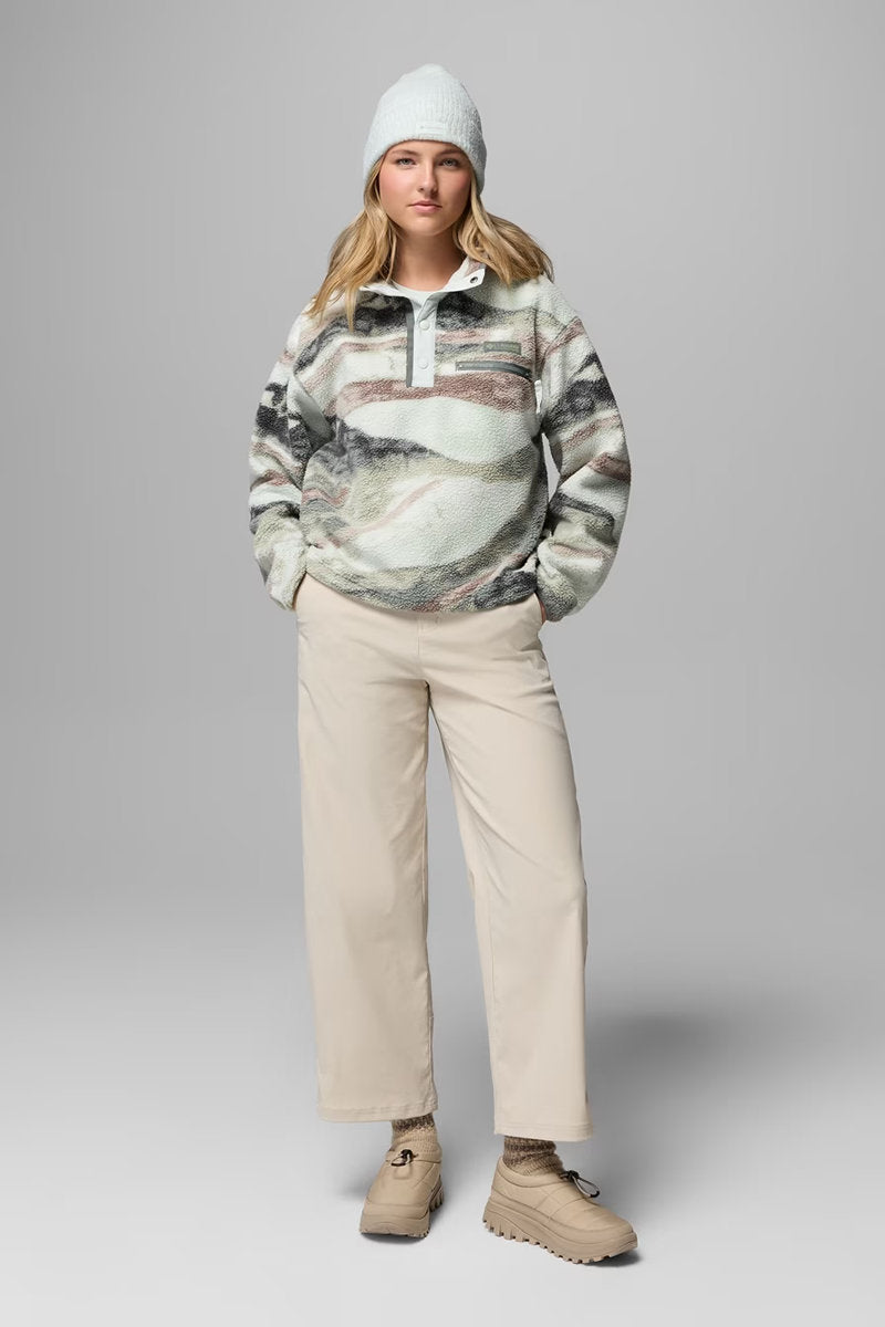 Helvetia II Printed Cropped Half Snap Fleece Pullover - SAG