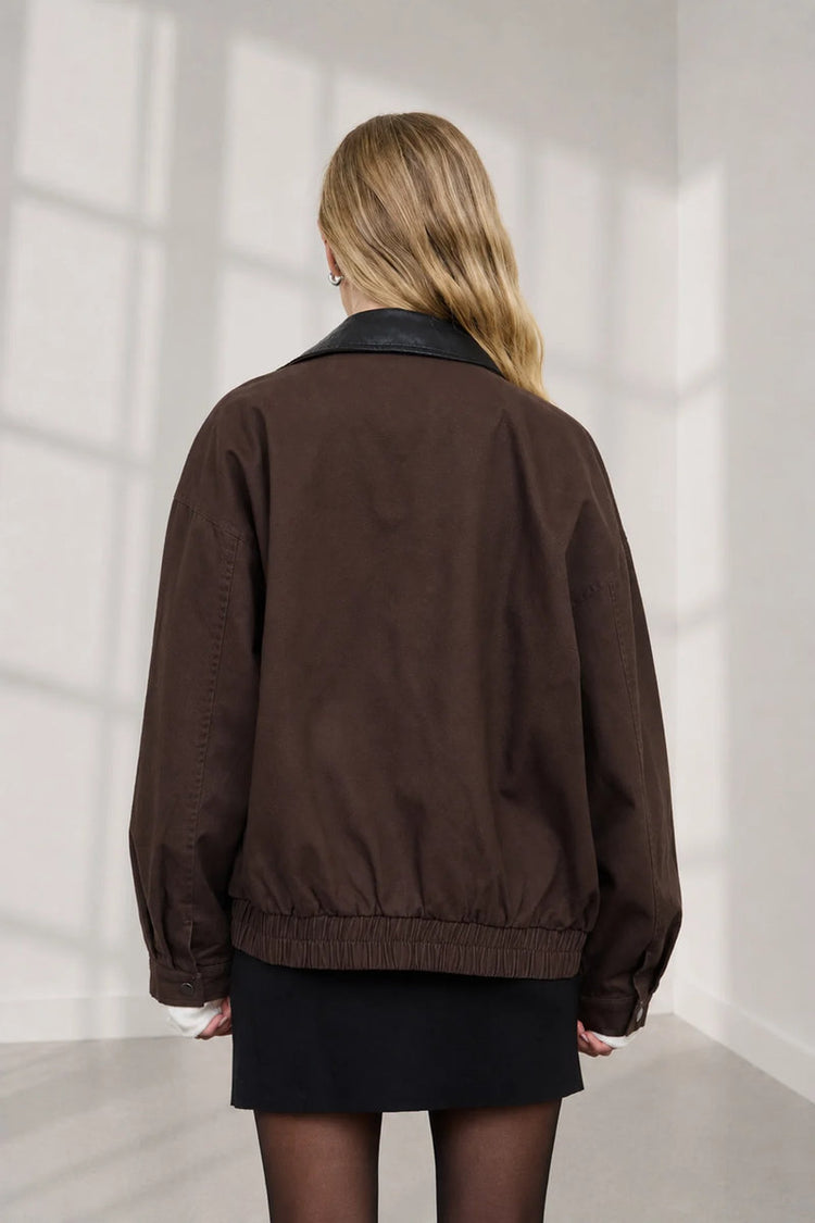 Contrast Collar Utility Jacket - BRN