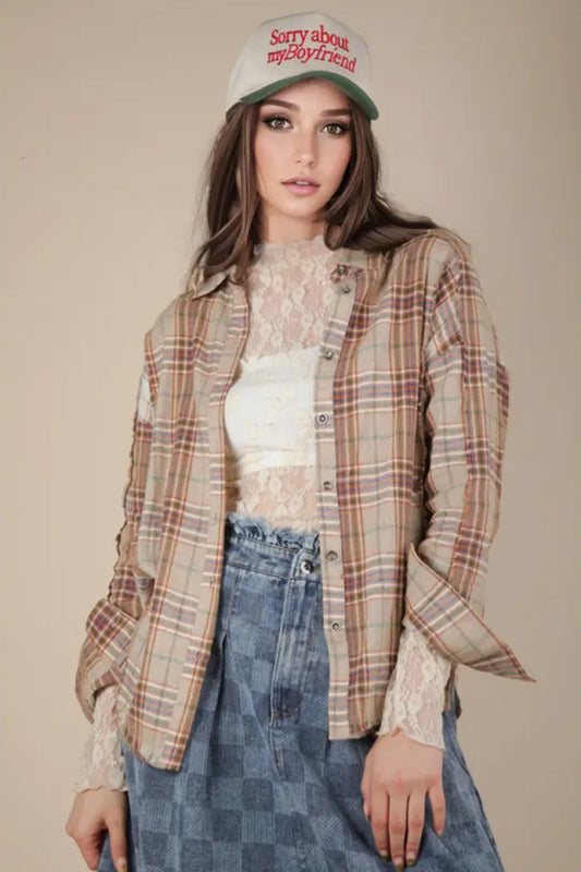Contrast Plaid Shirt - TAU