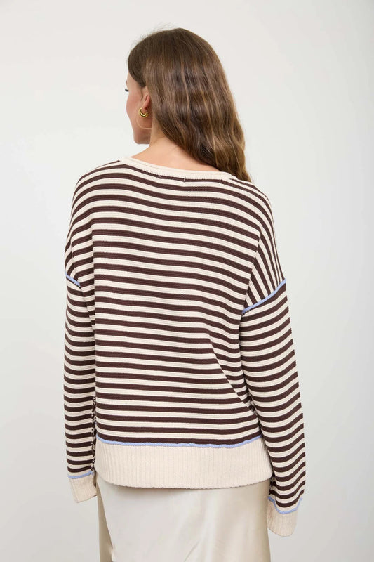 Contrast Stripe Knit Sweater - KHA