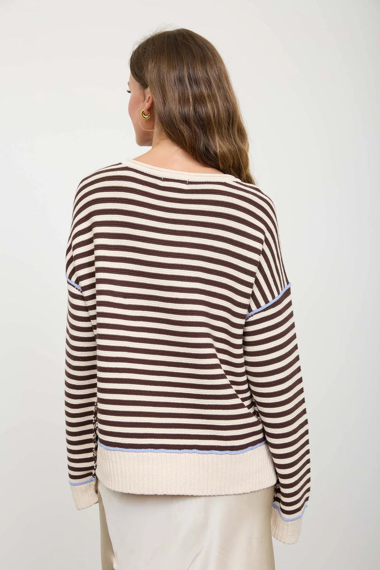 Contrast Stripe Knit Sweater - KHA