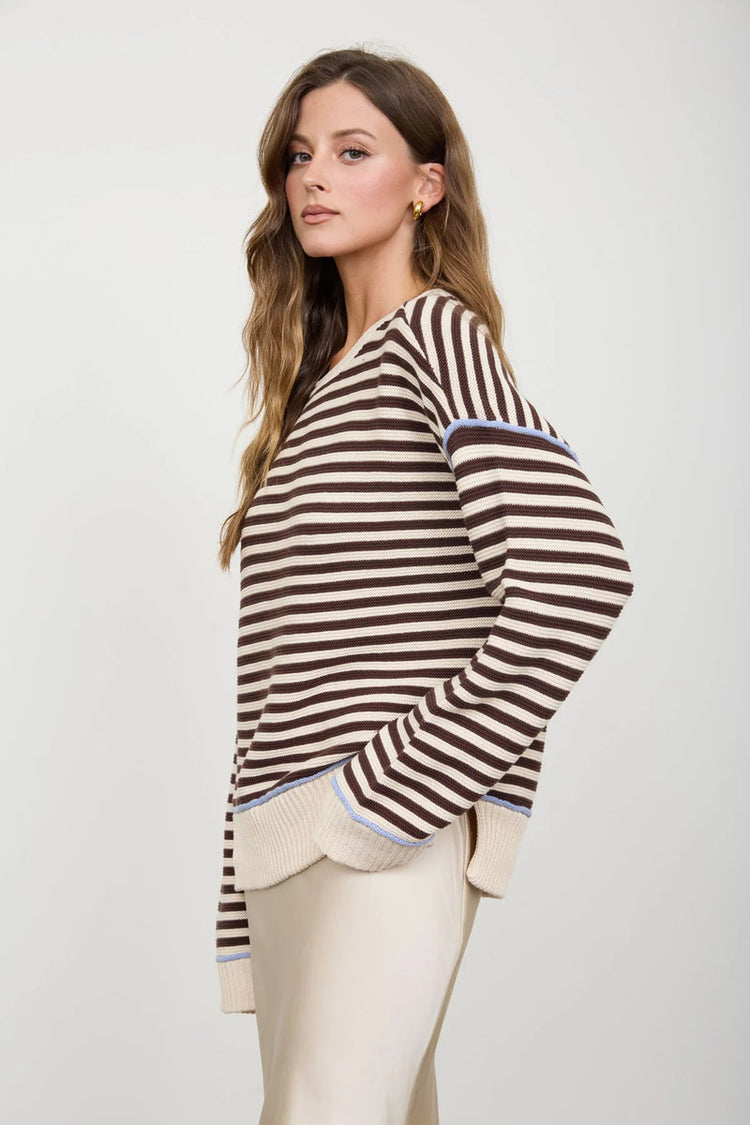 Contrast Stripe Knit Sweater - KHA