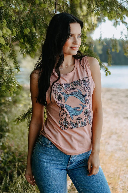 Cottage Core Whales Tank - PNK