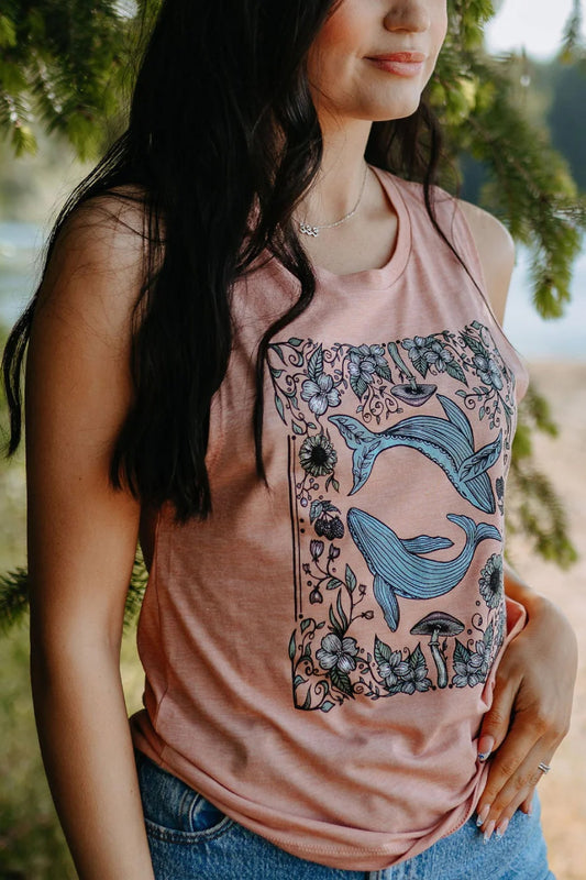 Cottage Core Whales Tank - PNK