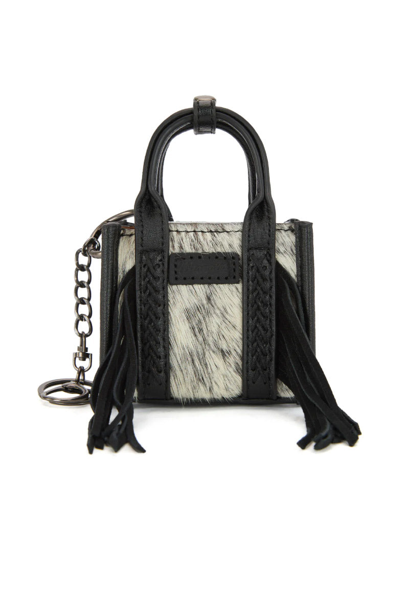 Cowhide Mini Handbag Charm - BLK