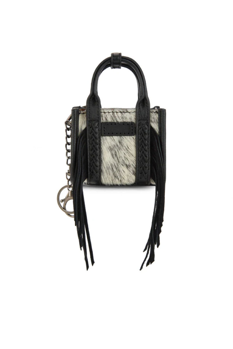 Cowhide Mini Handbag Charm - BLK