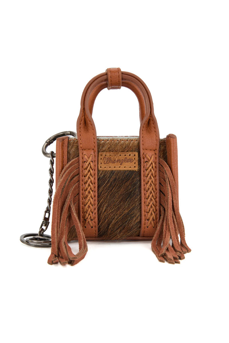 Cowhide Mini Handbag Charm - BRN