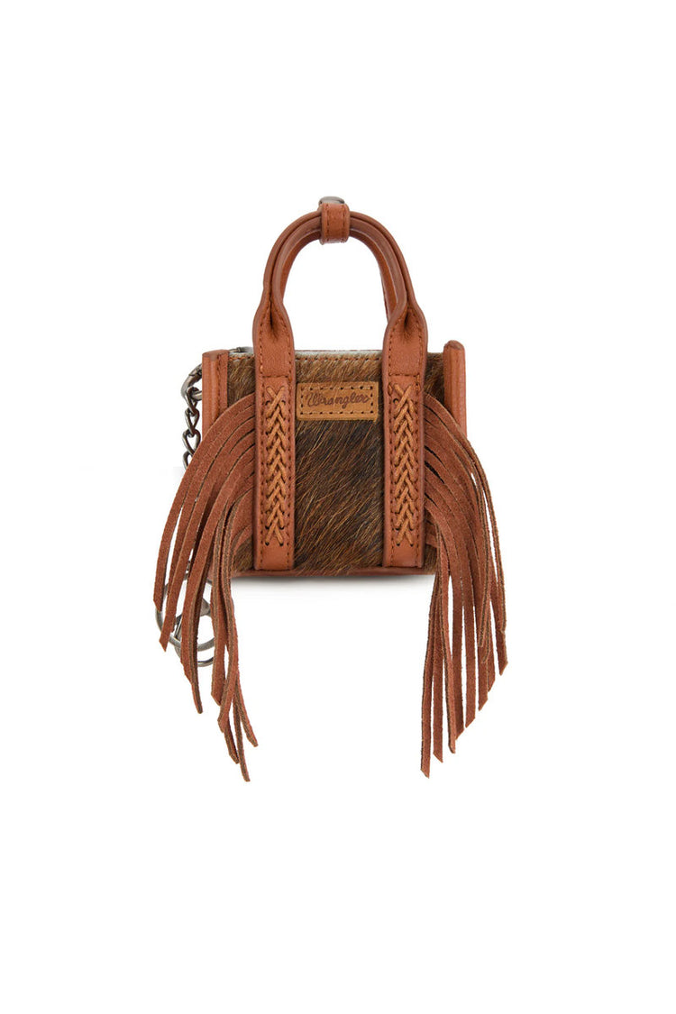 Cowhide Mini Handbag Charm - BRN