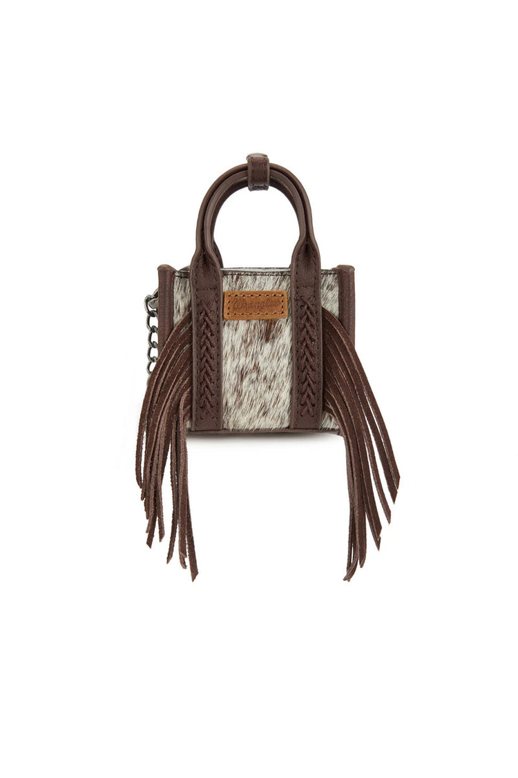 Cowhide Mini Handbag Charm - BRN