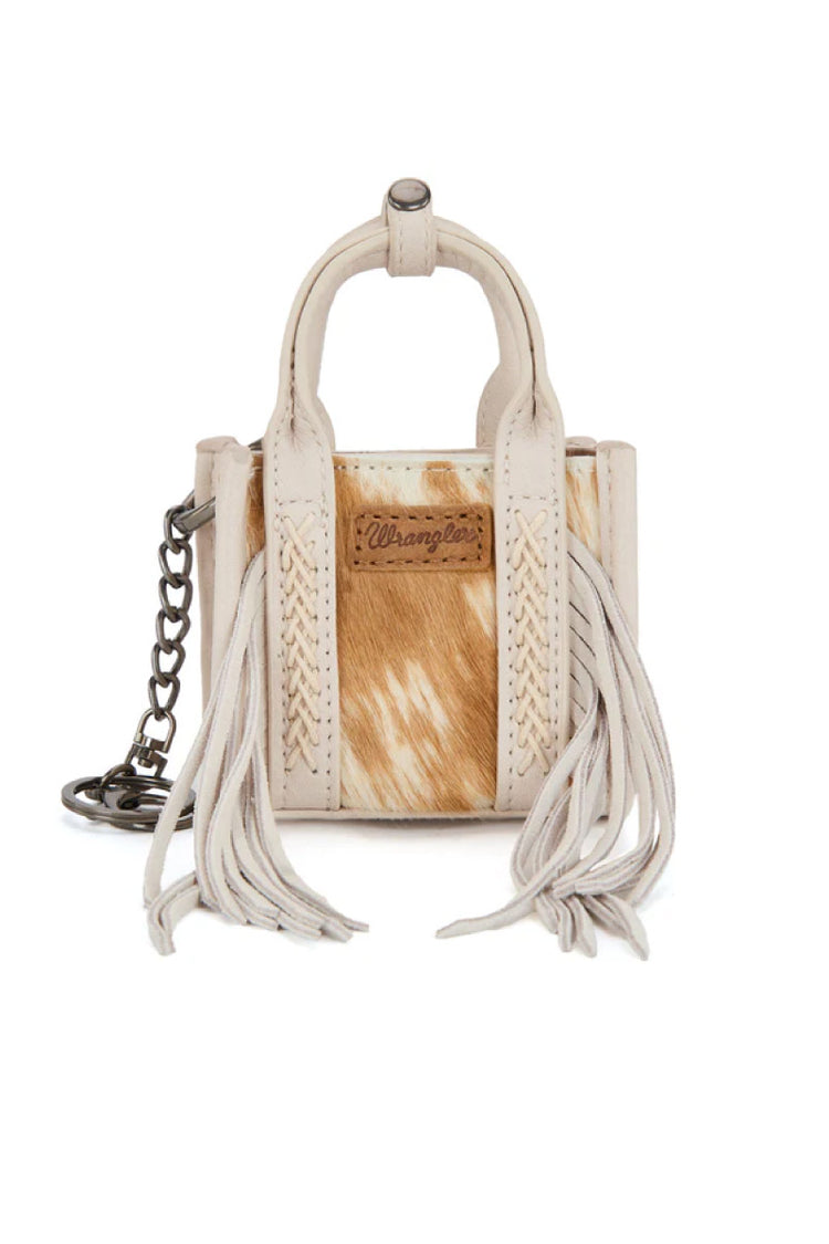 Cowhide Mini Handbag Charm - WHT