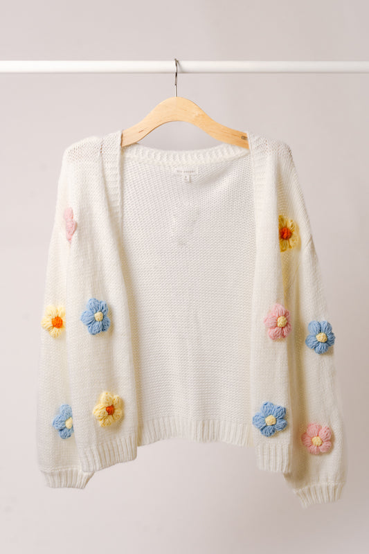 Crochet Flower Knit Cardi - IVR