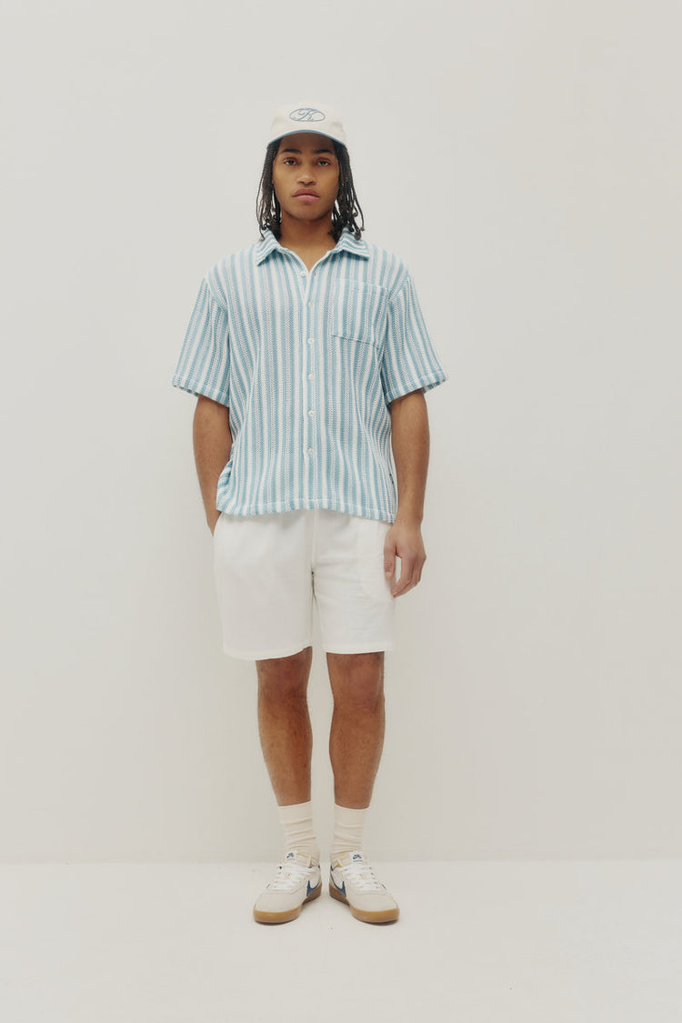 Crochet Stripe Shirt - BLU