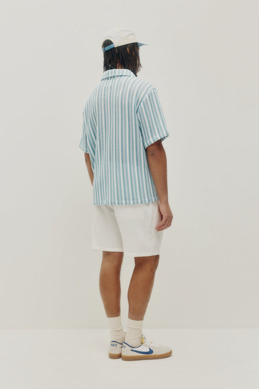 Crochet Stripe Shirt - BLU