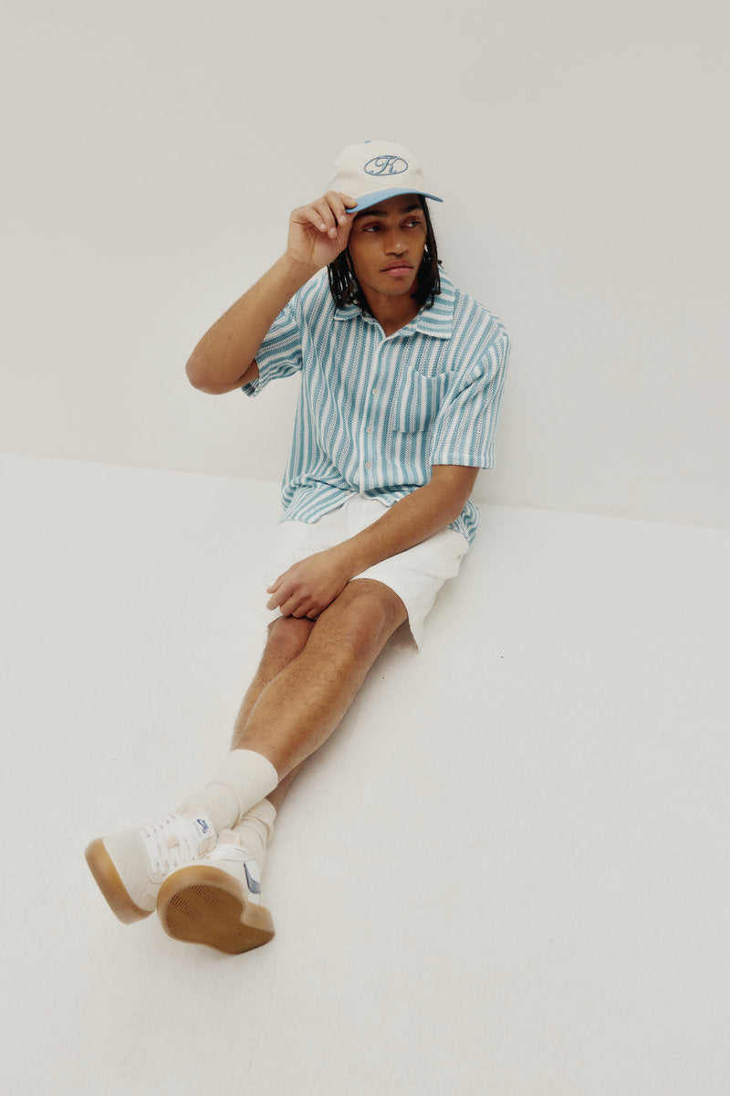 Crochet Stripe Shirt - BLU