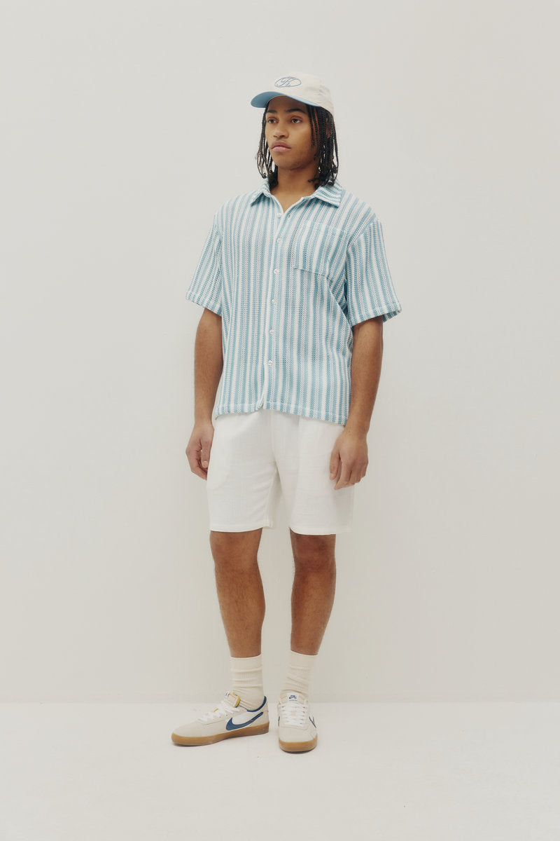 Crochet Stripe Shirt - BLU
