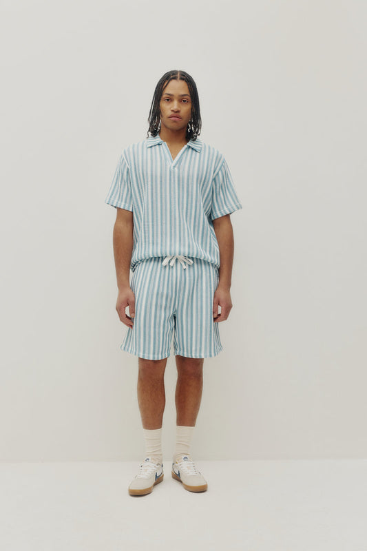Crochet Stripe Shorts - BLU