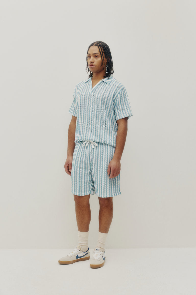 Crochet Stripe Shorts - BLU