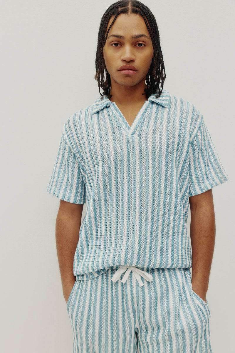 Crochet Stripe Shorts - BLU