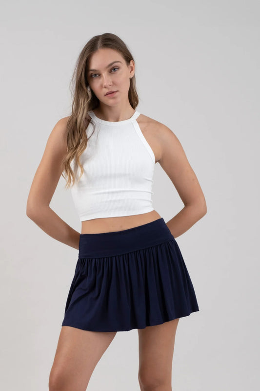Crop Halter Tank Top - WHT