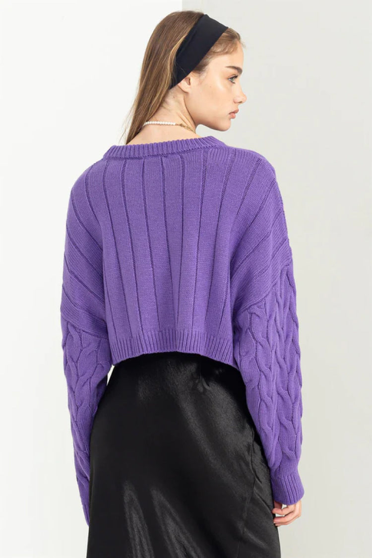 Cropped Cable Sweater - WIS