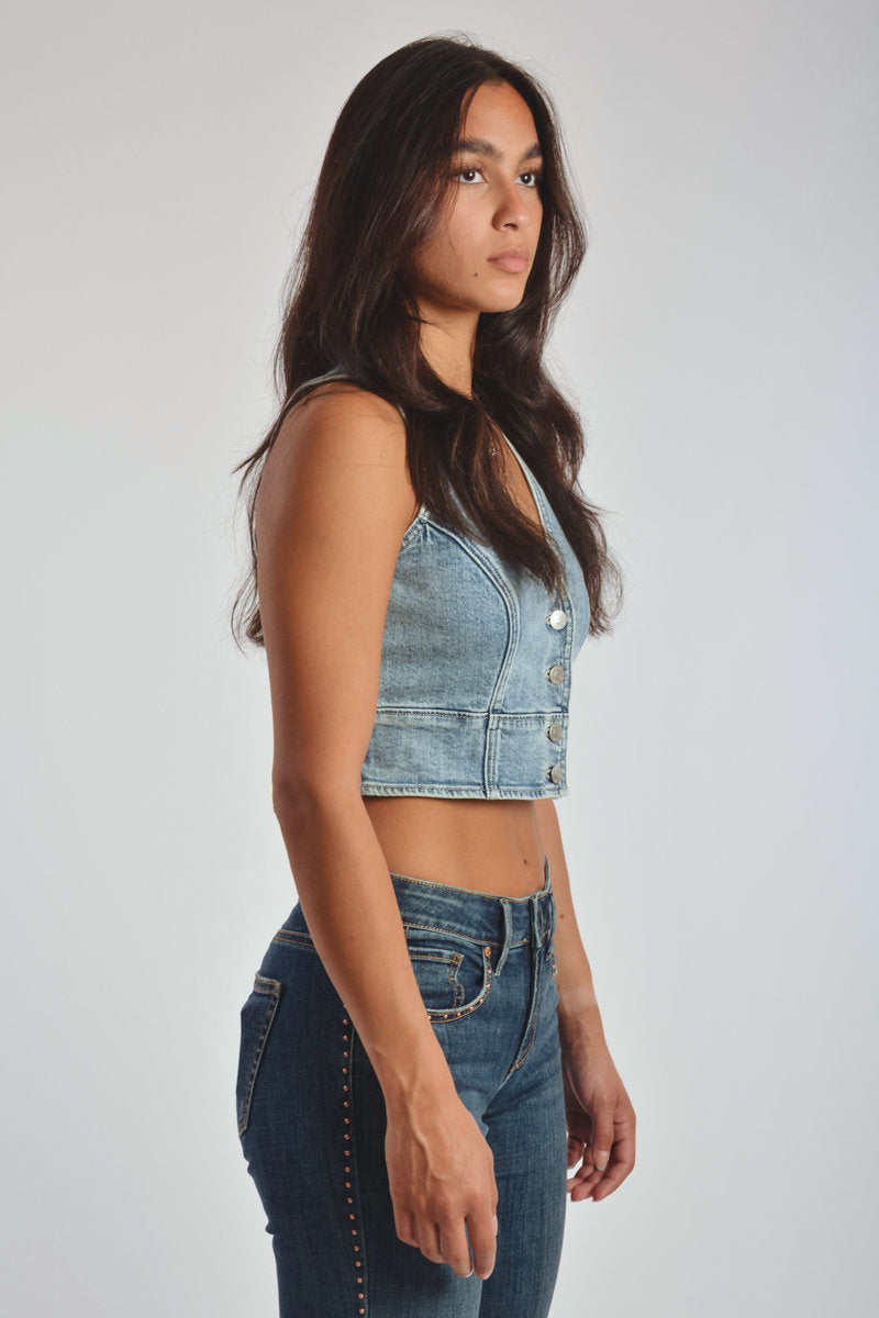 Cropped Denim Vest - COR