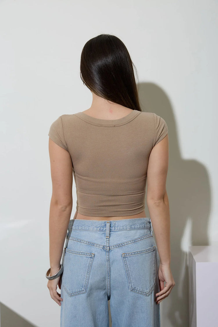 Cropped Ribbed Henley - TAU