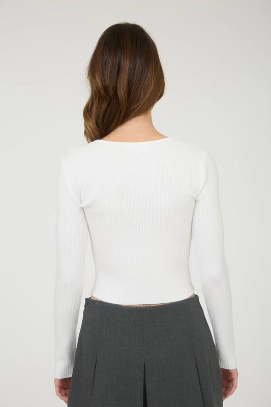 Cutout Bow Detail Top - WHT