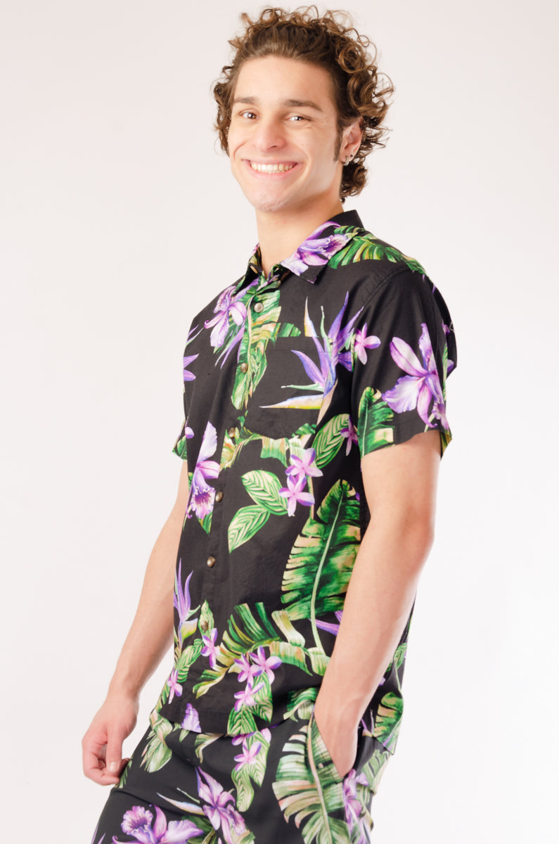 Purple Hawaiian Short Sleeve Shirt