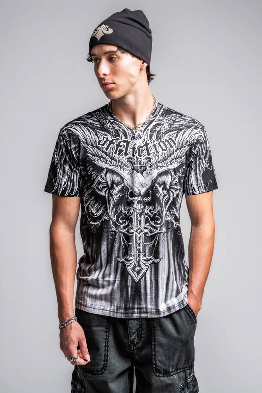 Death Eyes V neck Tee - White