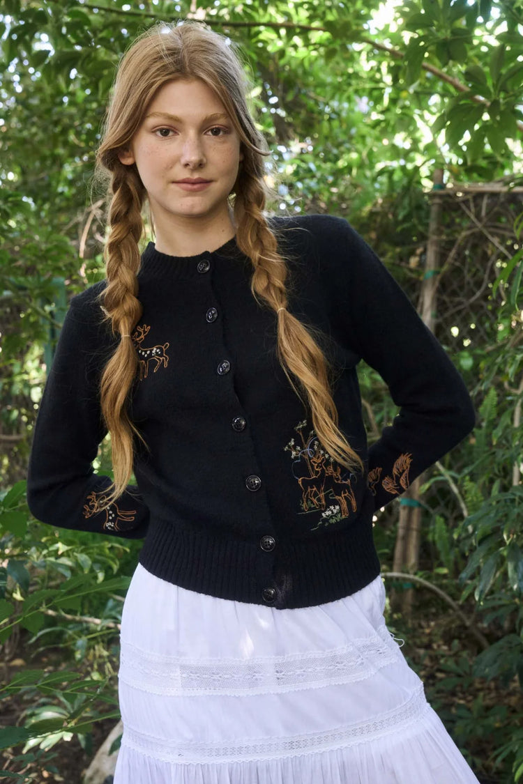 Deer Cardigan - BLK