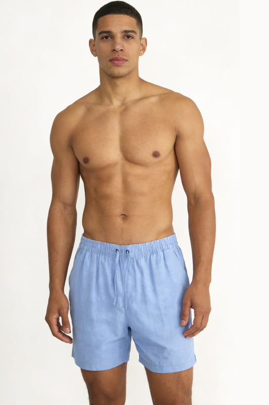 Del Cabo Linen Shorts - BLU