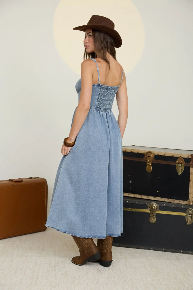 Denim Corset Midi Dress - CHM