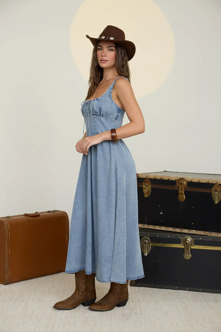Denim Corset Midi Dress - CHM