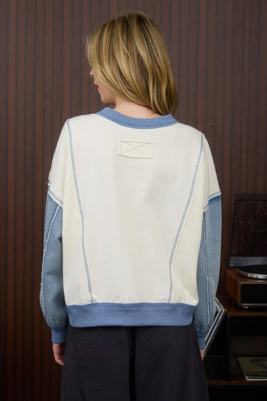 Denim Sleeve Sweatshirt - CRM