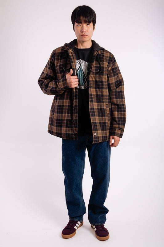 Insulated Hooded Plaid Jacket - TOB