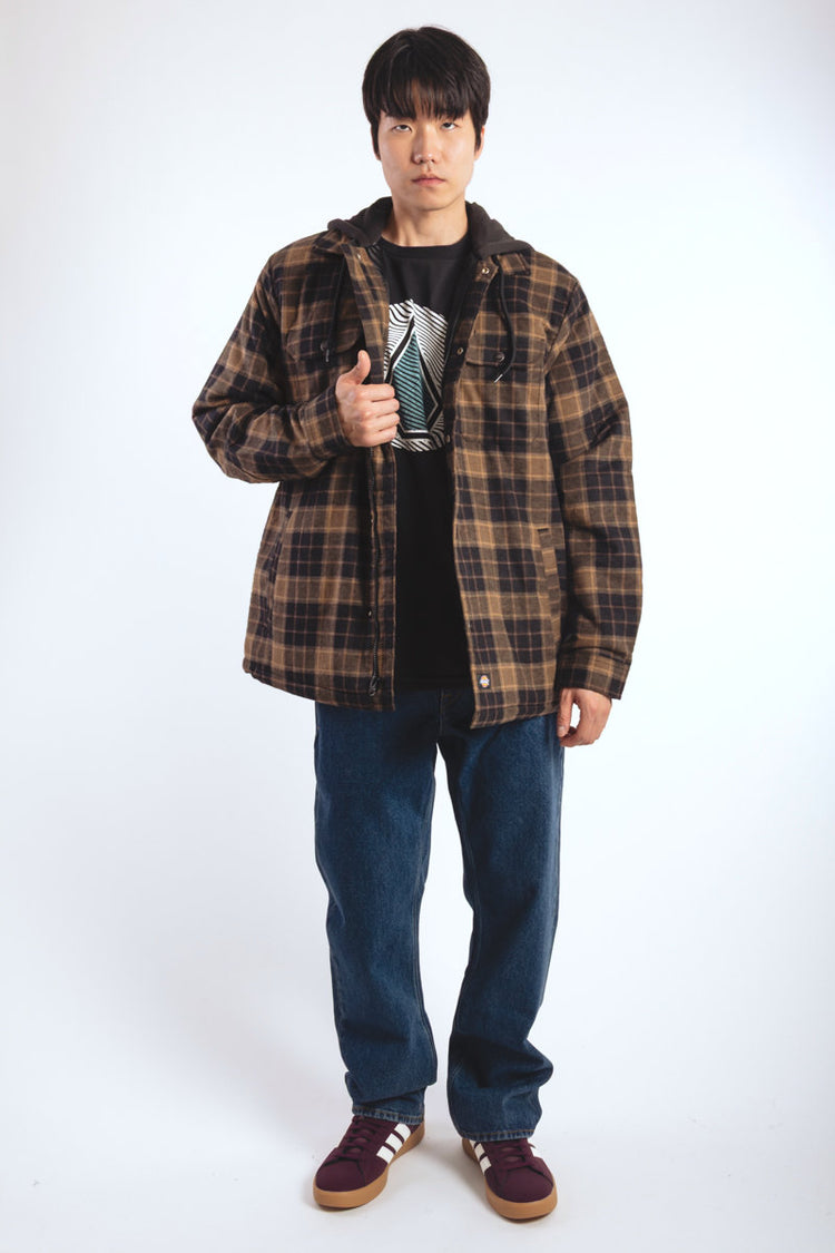 Insulated Hooded Plaid Jacket - TOB