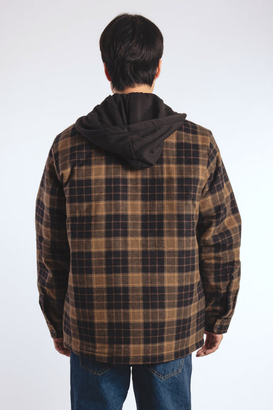 Insulated Hooded Plaid Jacket - TOB