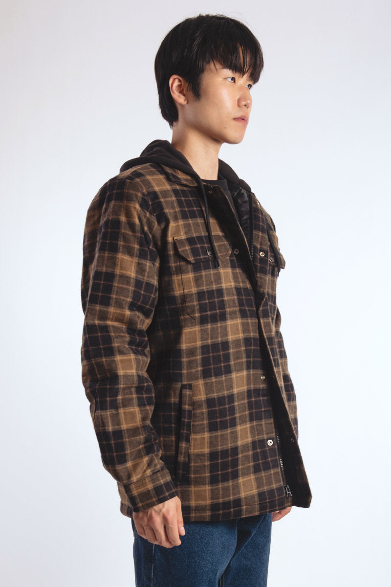 Insulated Hooded Plaid Jacket - TOB
