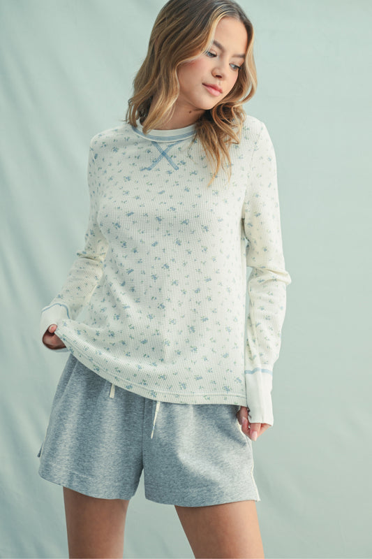 Ditsy Floral Waffle Thermal Top - WTB