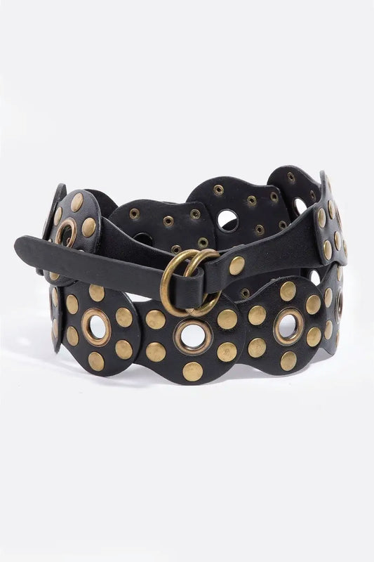 Double Western Studded Belt - BLK